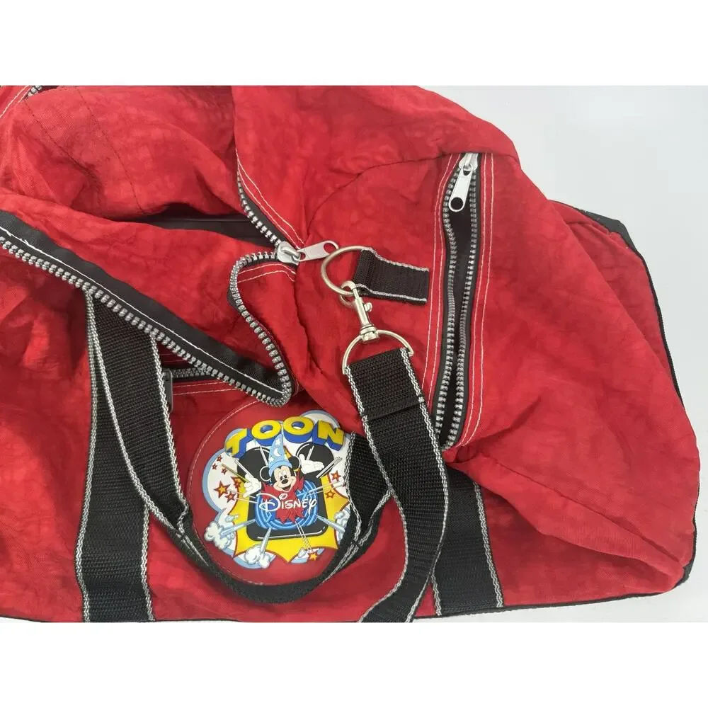 Disney Mickey Mouse Toon Duffle Bag Red Black Gym Weekender Travel  Strap